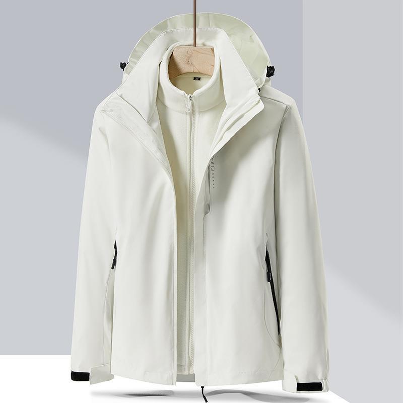 Men's and Women's Windproof 3-in-1 Detachable Jacket Set: Fleece-Lined, Waterproof, Breathable, Perfect for Mountaineering.