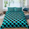 Cyan Red Geometric Patterns Printed Duvet Cover Bedding Stereoscopic Dense Hole Queen Size Duvet Cover Bedroom Decoration Women