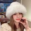 Chapeau Seau en Peluche Fourrure de Renard Style Coréen – Épais, Chaud et Coupe-Froid Chapeau de Pêcheur d'Hiver pour Femmes