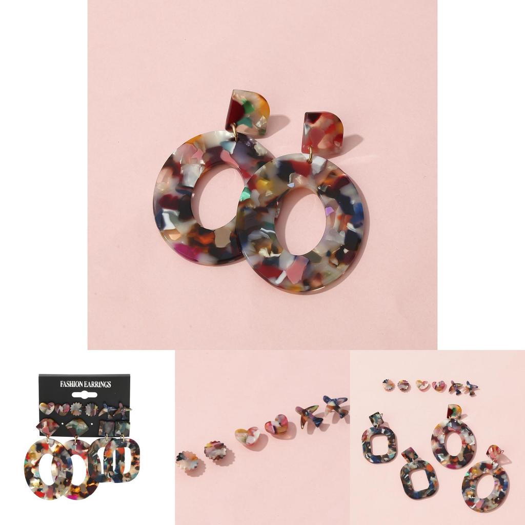 Bold Geometric Acrylic Long Dangle Earrings Trendy Colorful Statement Jewelry