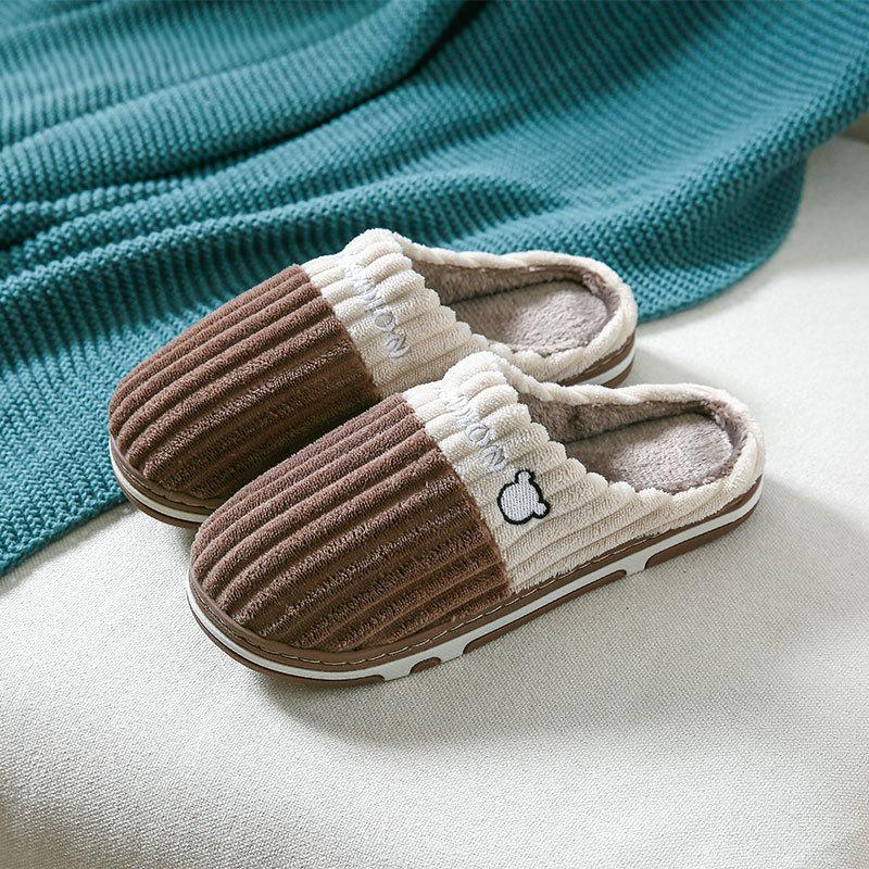Cotton slippers women's winter home use spring and autumn indoor non-slip home warmth couple winter plush men