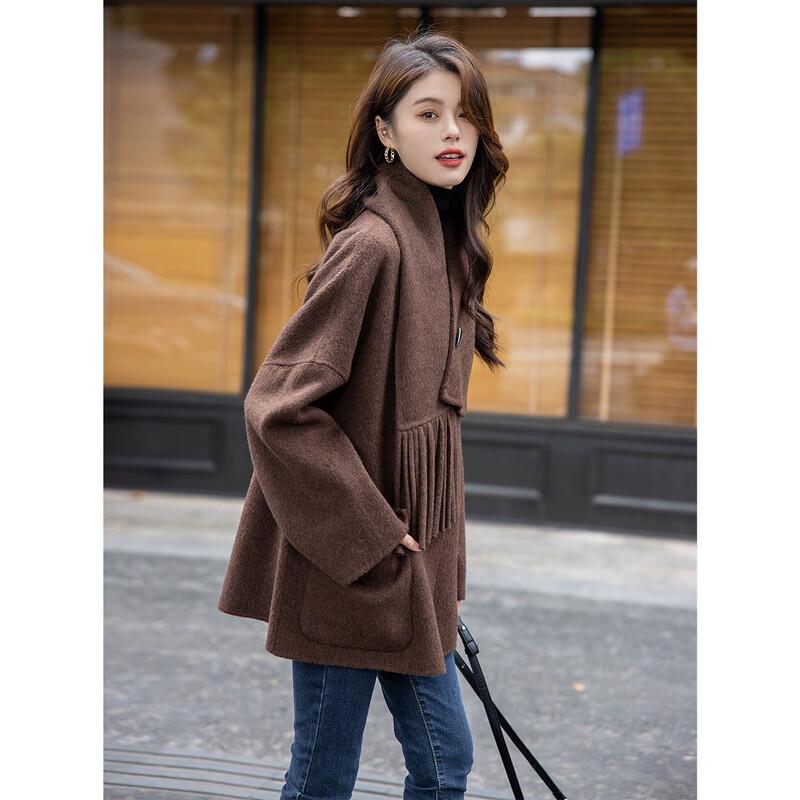 MOKANA Women's Luxury Double-Faced Wool Coat with Scarf