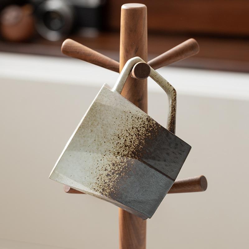 Polygonal ceramic coffee cup coarse pottery Japanese mug creative cup gift preferred water cup gift recommendation