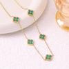 European Three-Piece Jewelry Set: Retro Black Gold Four-Leaf Clover Necklace, Earrings, and Bracelet