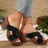 Fashion Sandal of Women British Style Rome Shoe Comfy Soft High Heels Summer Sandalias Metal Buckle Casual Slipper Wedge Platform Sandal