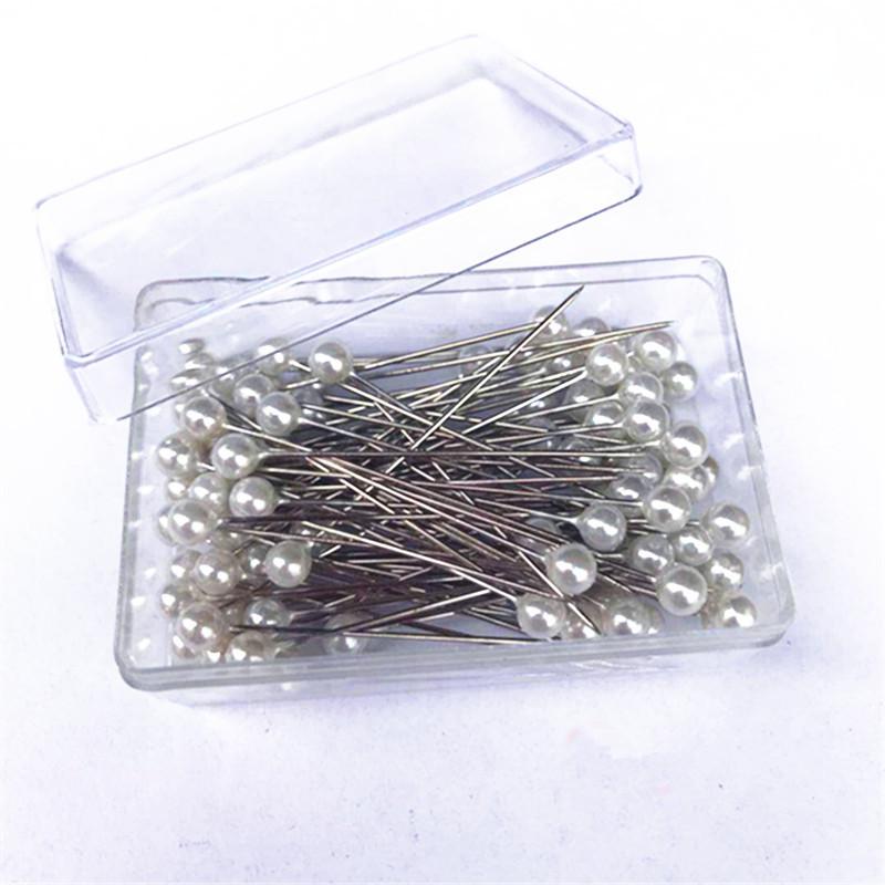 100Pcs Dressmaking Pins Colorful Round Pearl Head Needles Straight Sewing Pins For DIY Sewing Embroidery Patchwork Positioning