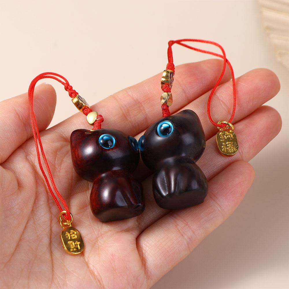 Hand-knitted Mobile Phone Strap Mobile Phone Chain Mobile Phone Lanyard Wooden Cat Keychain