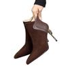 Soft Leather Pointed Short Boots Women's Thin Heels 2025 Autumn and Winter New Temperament High Heel Short Women's Boots Frosted Leather Splicing B