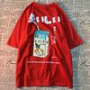 Niedliches Japanisches Katzenmuster Übergroßes T-Shirt Damen Herren Kurzarm Locker Lässiges T-Shirt Streetwear Oberteile Baumwolle Harajuku Kleidung