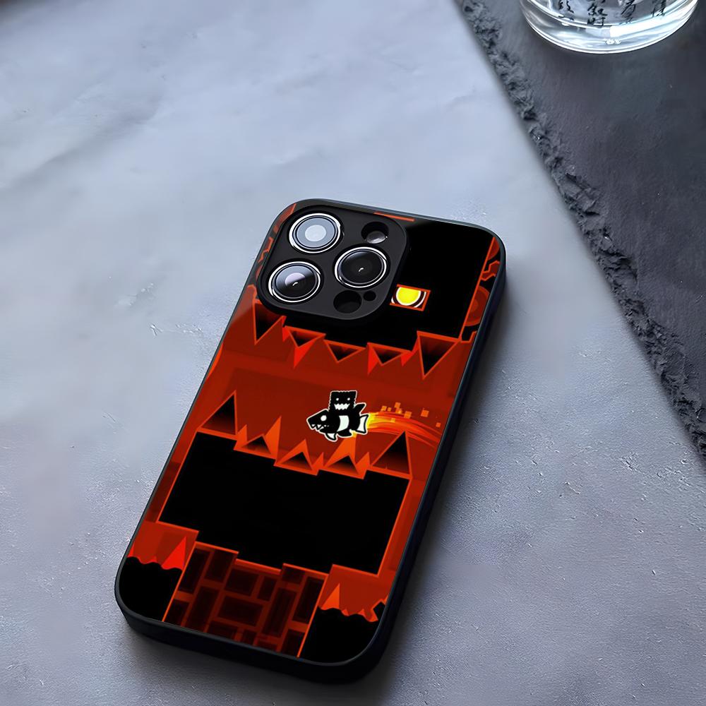 Geometry Dash Game Phone Case Tempered Glass For IPhone 17 13 14 16 12 15 11 Pro Max Plus Mini X XR SE2020 Coque