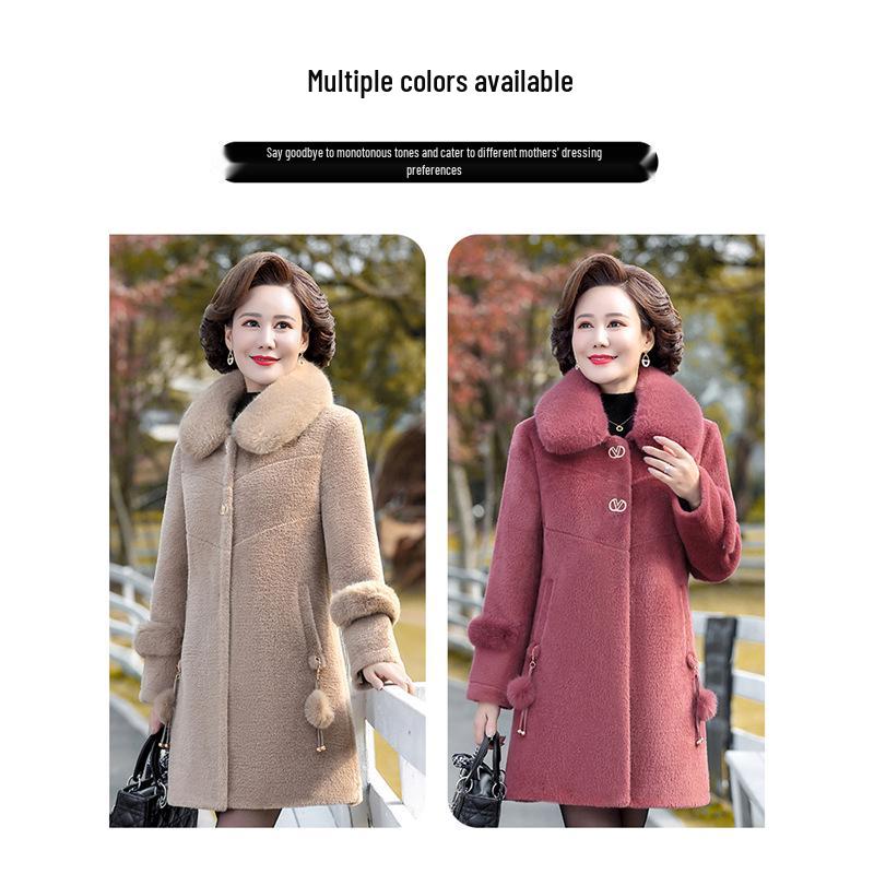 Mom's Mink Fleece Woolen Coat for Middle-Aged & Elderly Women - Autumn/Winter