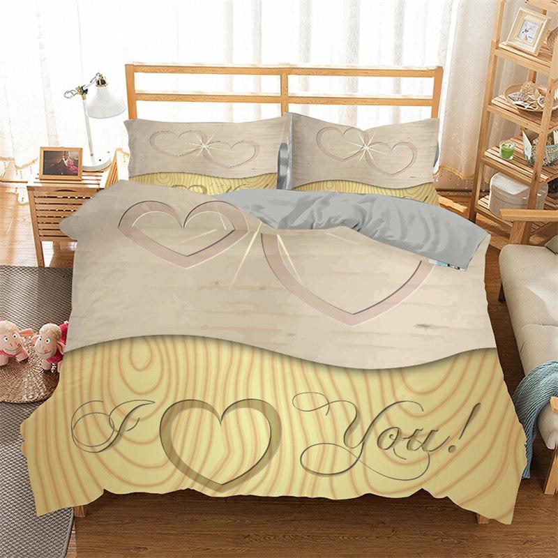 3D Love Heart Duvet Cover Microfiber Romantic Love Affection Theme Bedding Set King Full For Kids Teen Valentines Day Room Decor