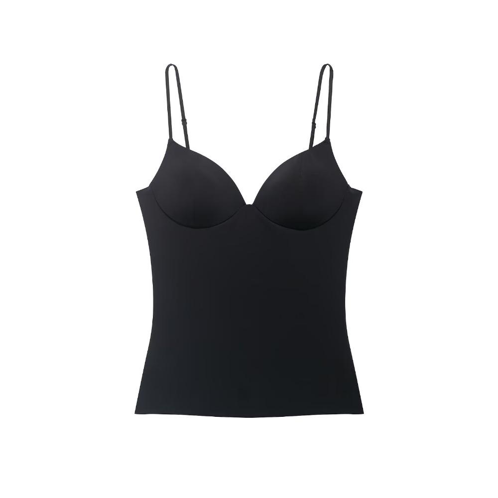 Canottiera da donna con scollo a cuore senza maniche, vestibilità aderente, sexy, in raso, tinta unita, base, camicetta estiva da stratificare