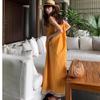 Yellow Fringed Suspender Dress for Women's Summer Super Good-looking Beach Seaside Vacation Loose and Thin Skirt