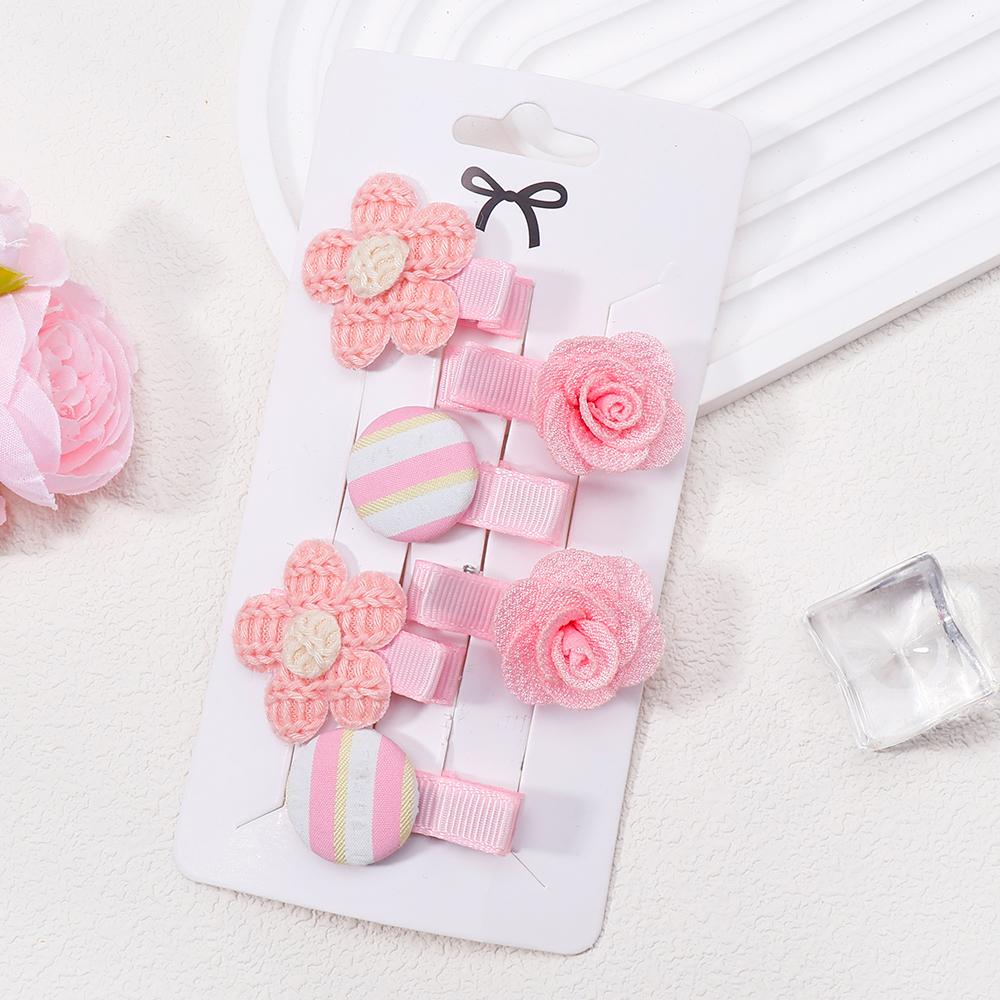 6Pcs/Lot New Solid Flowers Hair Clips for Kids Fabric Plush BB Hairpins Girl Hairgripe Headwear Baby Hair Accessories