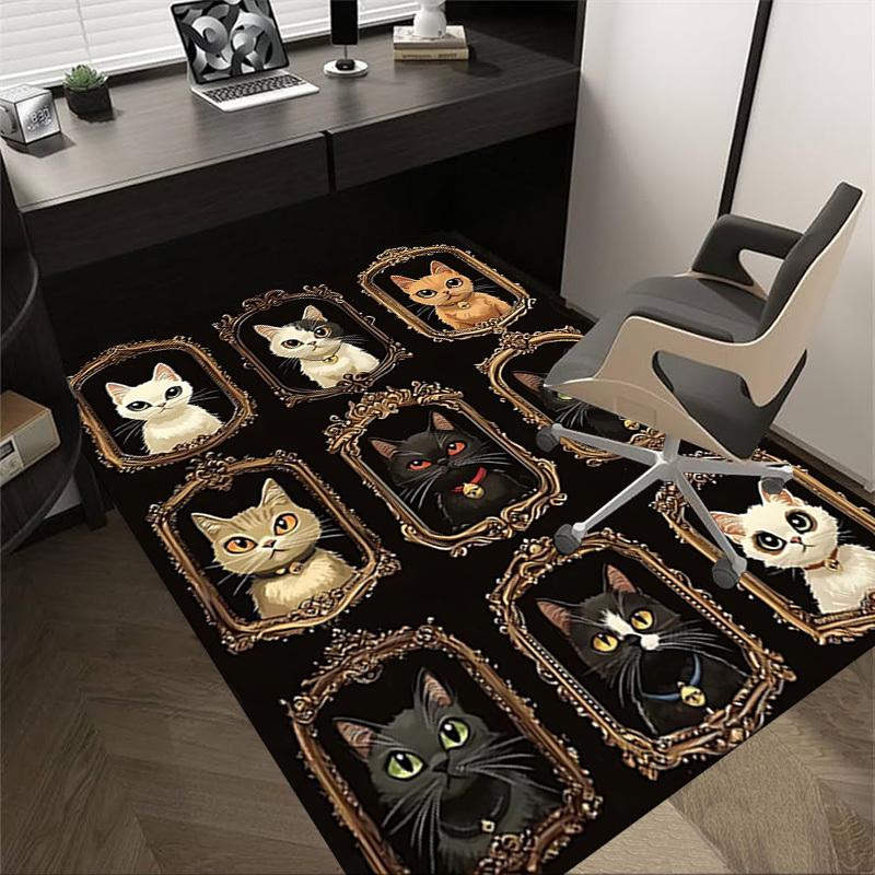 1PC Cat portraits Extra Large Non-Slip Floor carpet, Office, family, bedroom, Studio - Large Area Rug Indoor Rugs, Vibrant Colors-W263