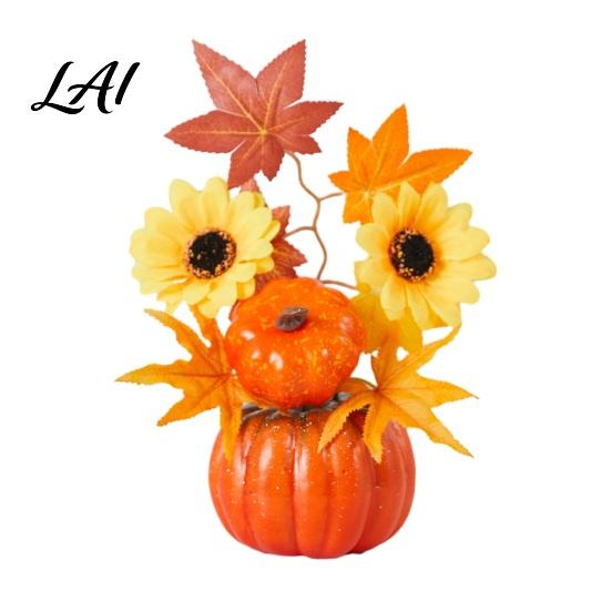 Decorative Pumpkin with Berries Fall Artificial Centerpiece Fake Foam Maple Leaves Sunflower Centerpiece Berries Rustic Farmhouse Table Decoration B
