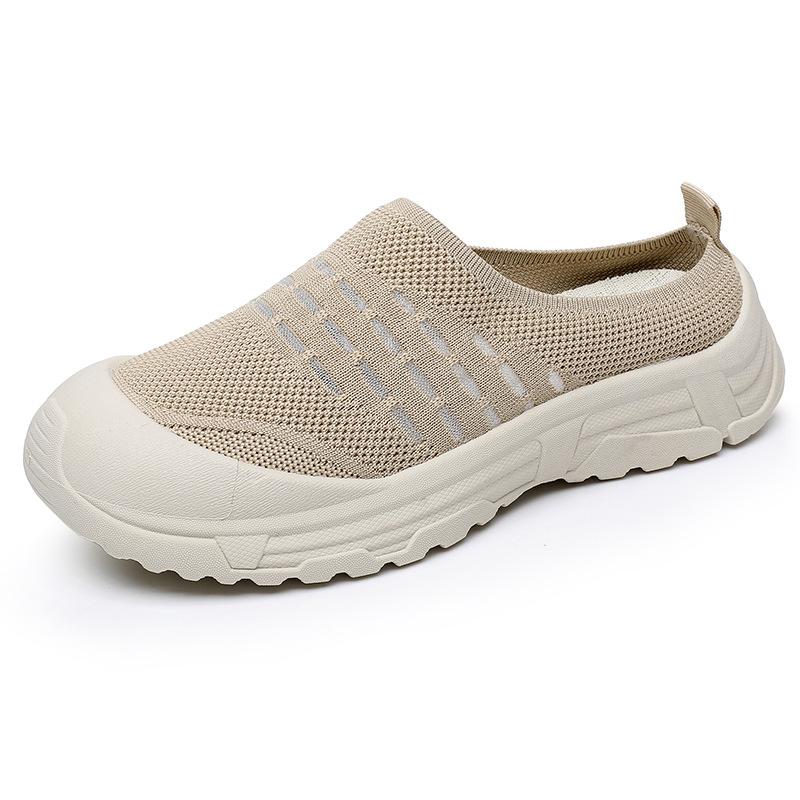 

Fashion Summer New Women s Mesh Cloth Shoes Breathable Soft Sole Casual Half Slippers Cloth Shoes Women Wear-resistant Soft Sole Shoes 42