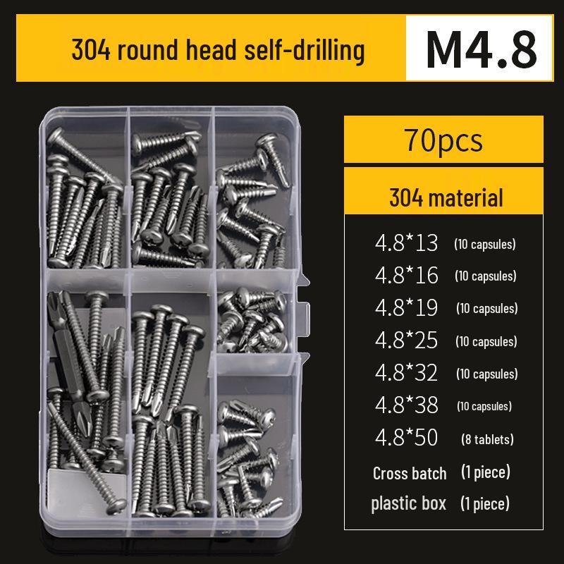 Stainless Steel 304 Phillips Round Head Self-Drilling & Tapping Screws, M3.9/M4.8/M5.5 Swallowtail Bolts