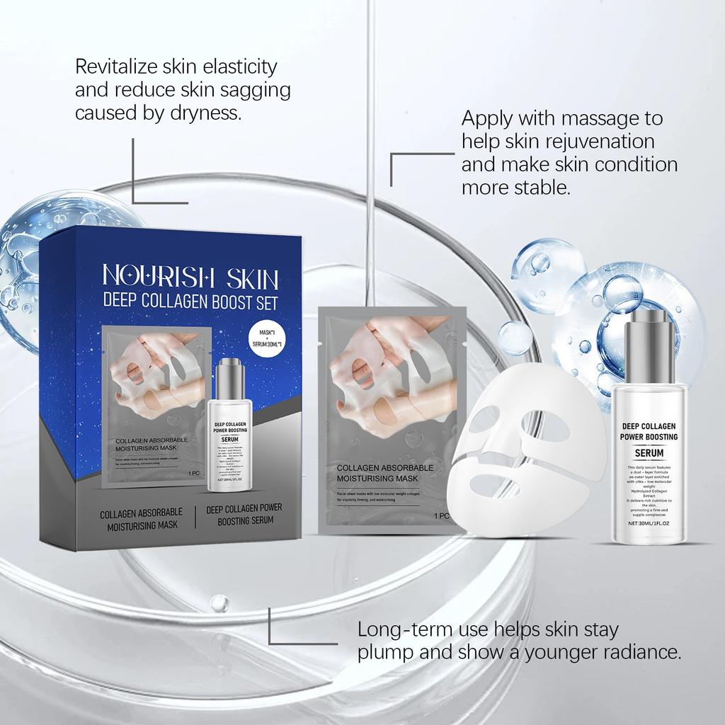 Collagen Set Firming And Moisturizing Care Set Enhancing Elasticity Moisturizing Collagen Mask Face Serum,30ML