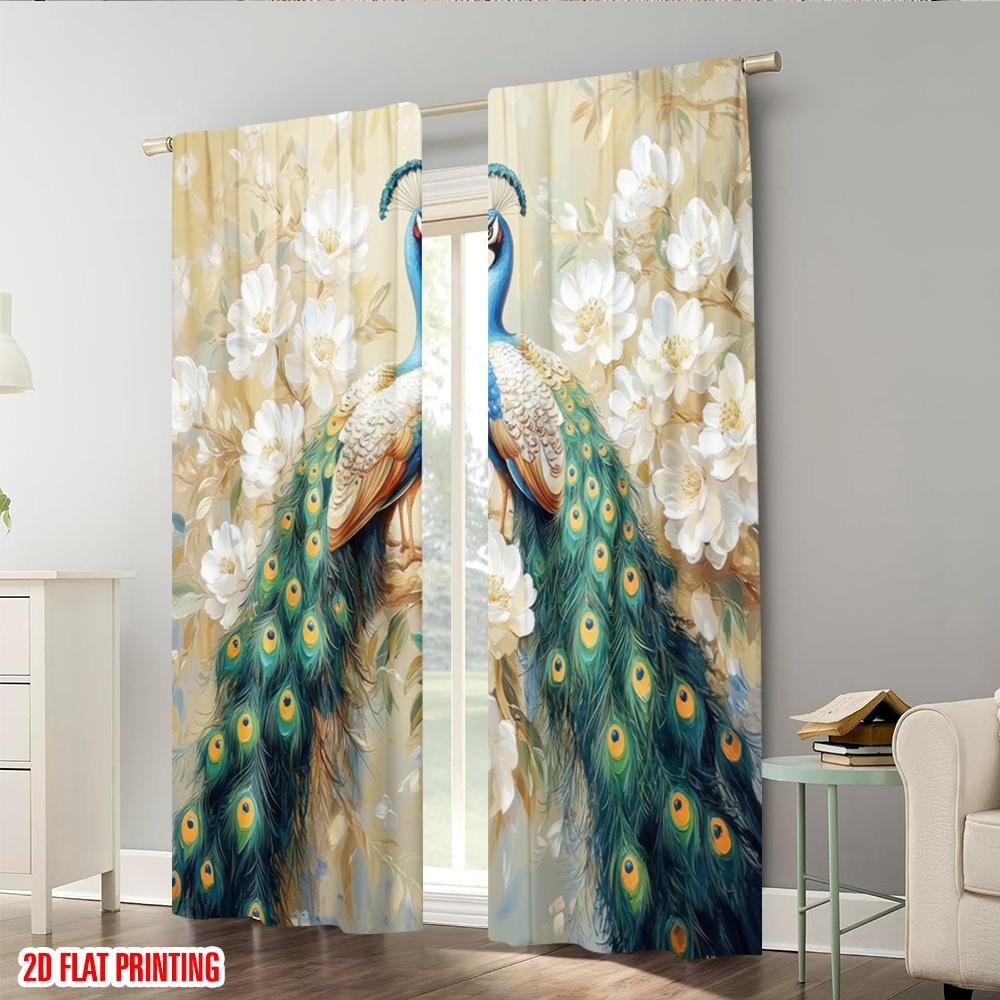 2 Stück, 2D-Ebene Druck Beliebte Vorhänge Pfaueneleganz Langlebiges Polyester (ohne Stange) Dekorationen für Zuhause für Schlafzimmer &