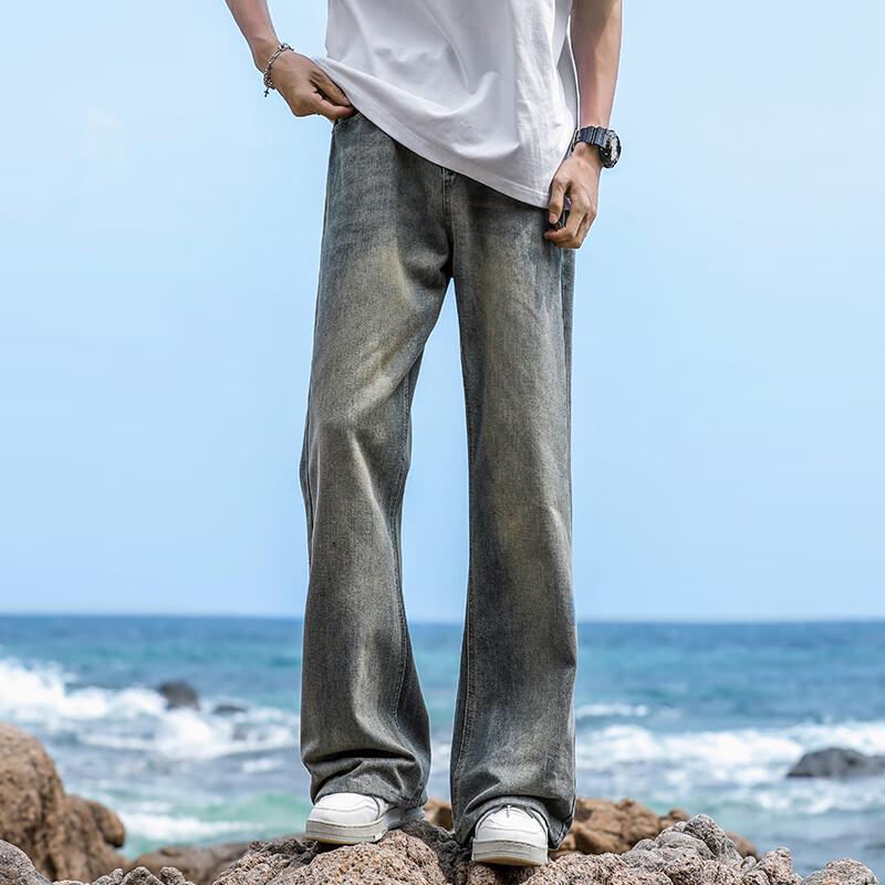 SWAMP AREA Men's High Street Bootcut Straight-Leg Jeans