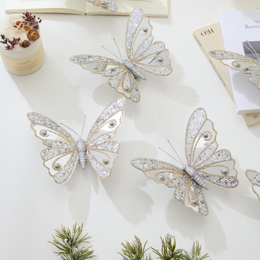 Mesh Christmas Flower Artificial Double Simulation Christmas Decorations Exquisite Sequins Glitter Tree Decor Home Decoration
