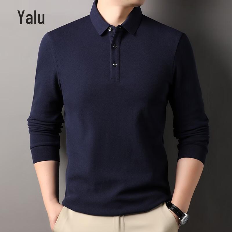 Yalu Men's Pure Cotton Long Sleeve Polo Shirt