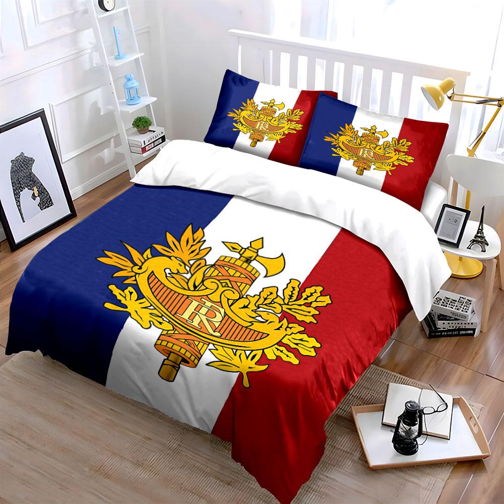 Französische Flagge Bettwäscheset Bettwäsche Bettbezugset Bettbezug Kissenbezüge  (1 * Bettbezug 2 * Kissenbezüge, ohne Bettdecke)