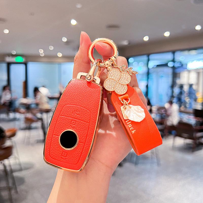 TPU Leather Car Key Case Remote Cover Shell Holder Keychain for Mercedes Benz A B C E S Class S400L CLA CLS GLC GLE GLS EQE EQS