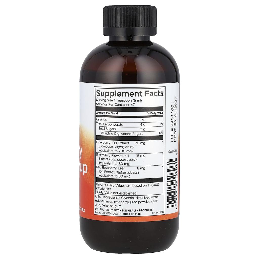 Swanson Elderberry Extract Syrup, 8 Fl Oz (237 Ml)
