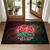 England Rugby Design Crystal Velvet Rug Soft Decorative Mat for Bedroom Entrance