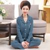 Middle-aged women's 100% pure cotton pajamas women's summer long-sleeved pajamas middle-aged and elderly mother loungewear thin suit