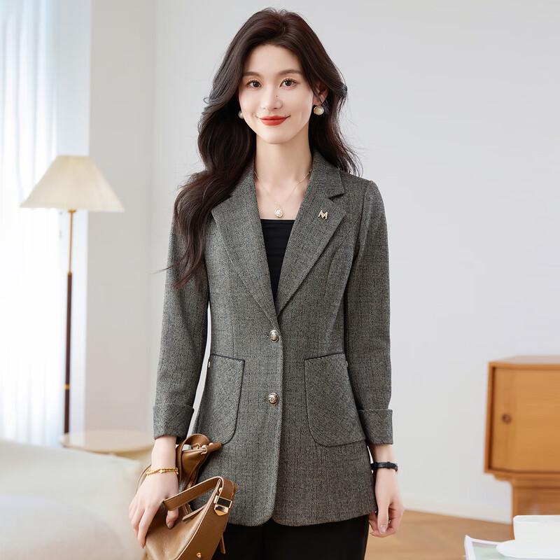 

Женский пиджак-блейзер в клетку в стиле ретро 2025 года M