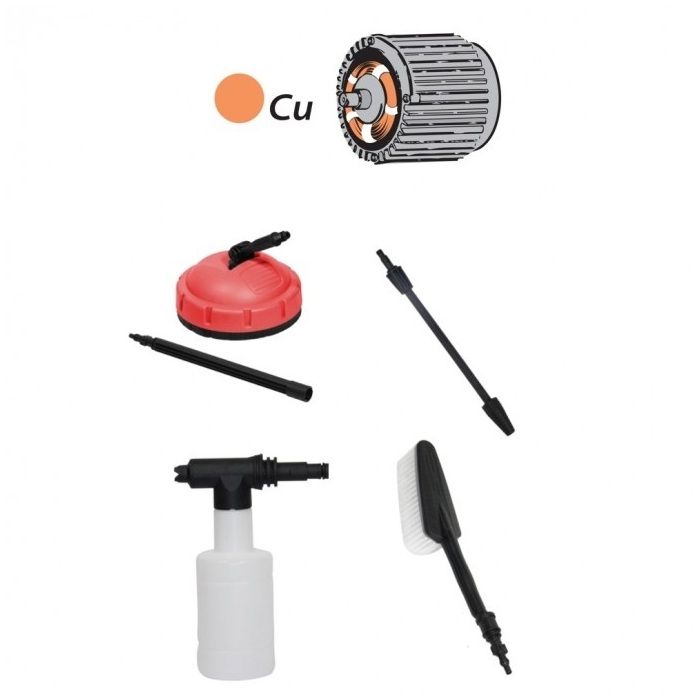 Pressure Washer - DEDRA - 1900W - 130 bar - 420 l/h - 11 kg - Stainless steel lance - Flexible hose 6m