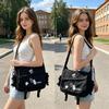 Chic Multiple Pocket Nylon Shoulder Crossbody Bags with Badge Casual School Travel Messenger Bag for Teenager Students Daily Use