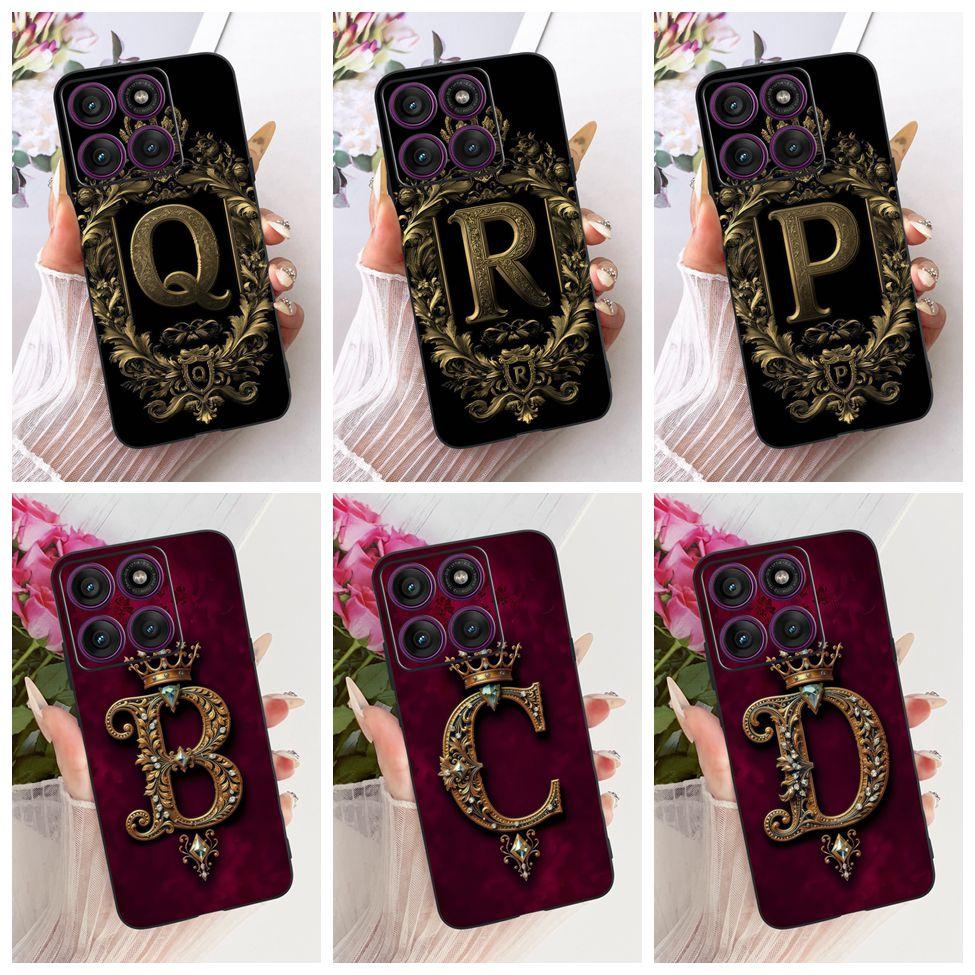 For Motorola Edge 60 Pro Case Silicone Luxury Crown A-Z Letters 2D Painted Soft Casing For Motorola Edge 60Pro XT2507-1 Cover