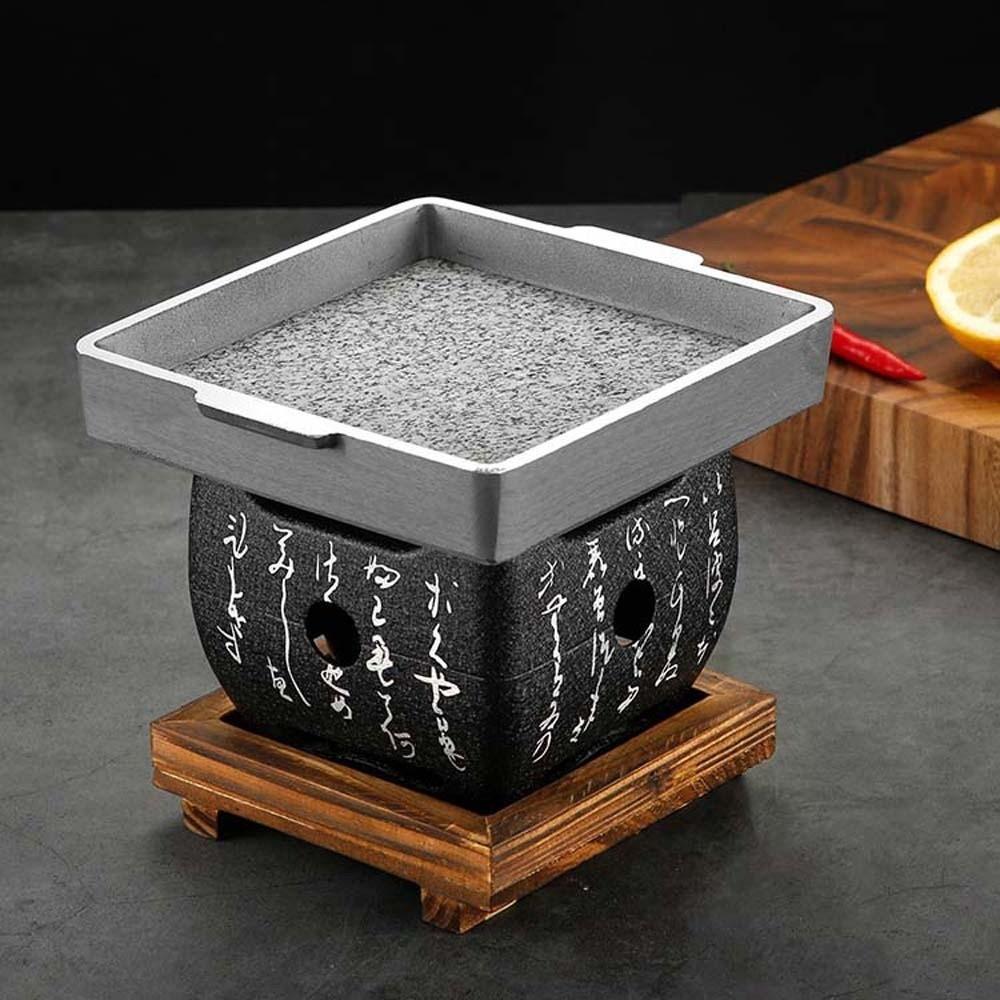 Japanese Style Charcoal Stove with Grill Net Barbecue Grill Tea Stove Square Text Stove  Outdoor