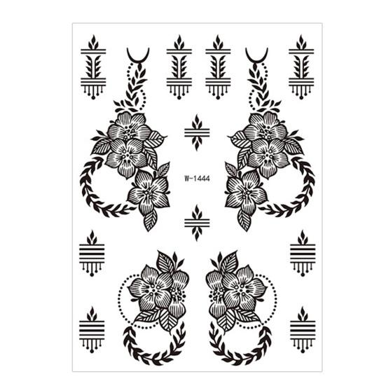 Temporary Tattoos Stickers Fake Body Arm Chest Shoulder Tattoos with Black Lace Flower