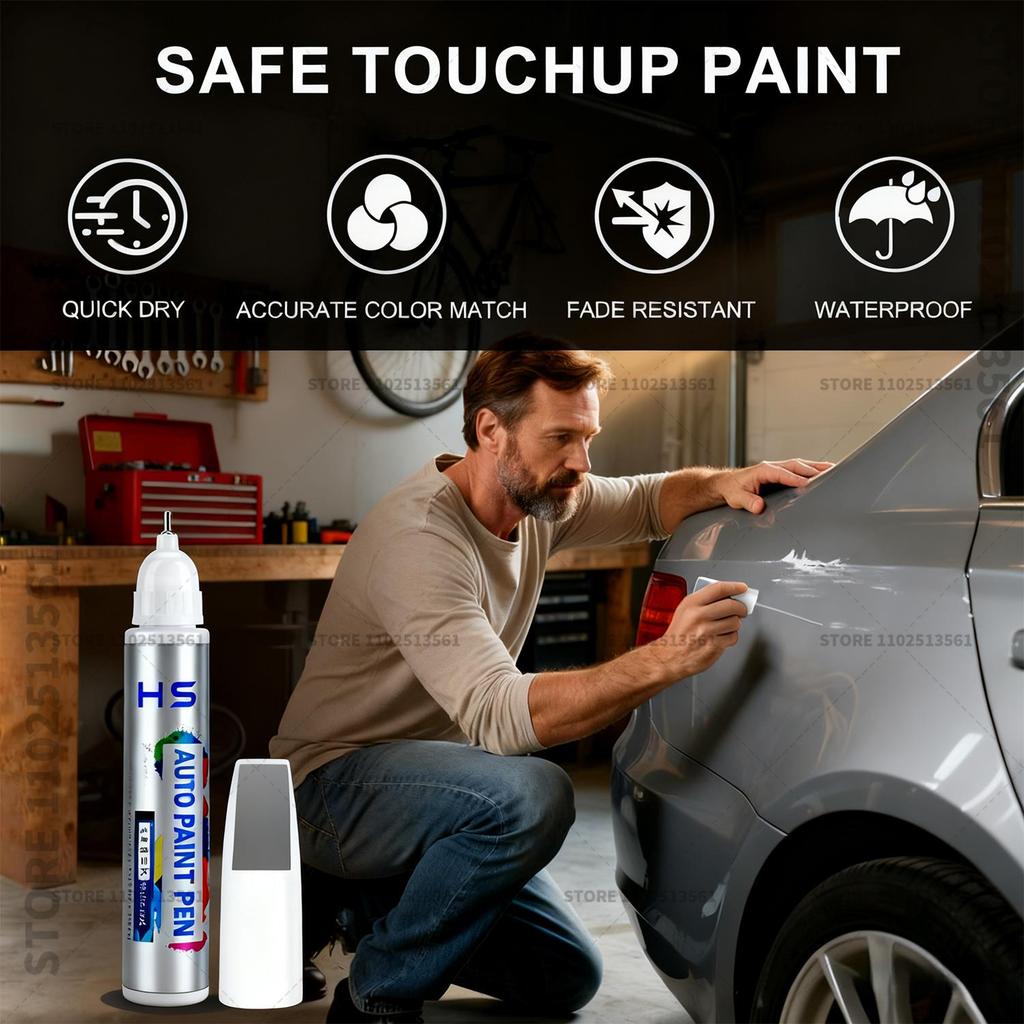 Touch Up Paint Pen Car Paint Scratch Repair Tool Brilliant silver Magic black Graphite grey Moon white For 2024-2025 Skoda Elroq Touchup Paint2