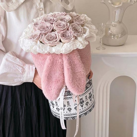 Bouquet Material Bag Rabbit Ears Non-shedding Tear-resistance Plush Surface Semi-finished Flower Material Pack Festival Supply
