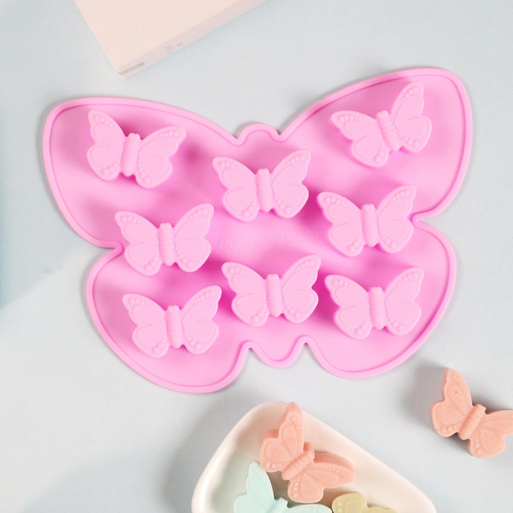 8 Hole Butterfly Chocolate Silicone Mould Insect Shape Summer Drink Ice Decor 3D Simplicity Candy Jelly Mold Candle Soap Making