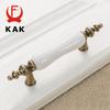 KAK Antique Bronze White Ceramic Cabinet Handles Zinc Alloy Drawer Knobs Wardrobe Door Handle Simple European Furniture Hardware