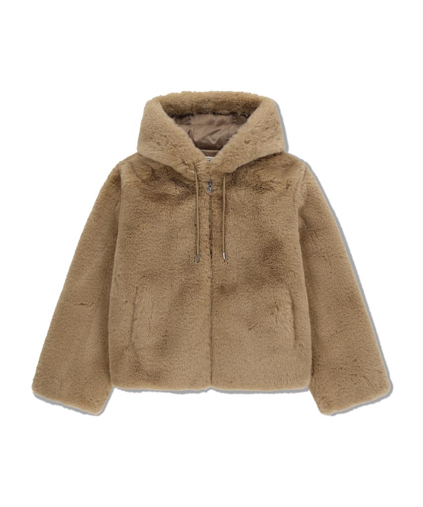 Marith + Franois Girbaud W Hooded Faux Fur Jacket Beige