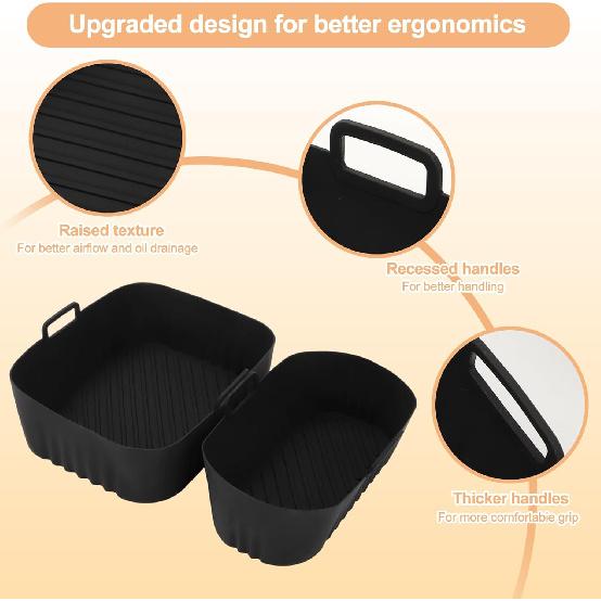 Air Fryer Silicone Liner for Philips Dual Basket Air Fryer 3000 Series 6L/3L,2-Pack Reble Dual Airfryer Liners Accessories for Philips 9L 2-Drawer