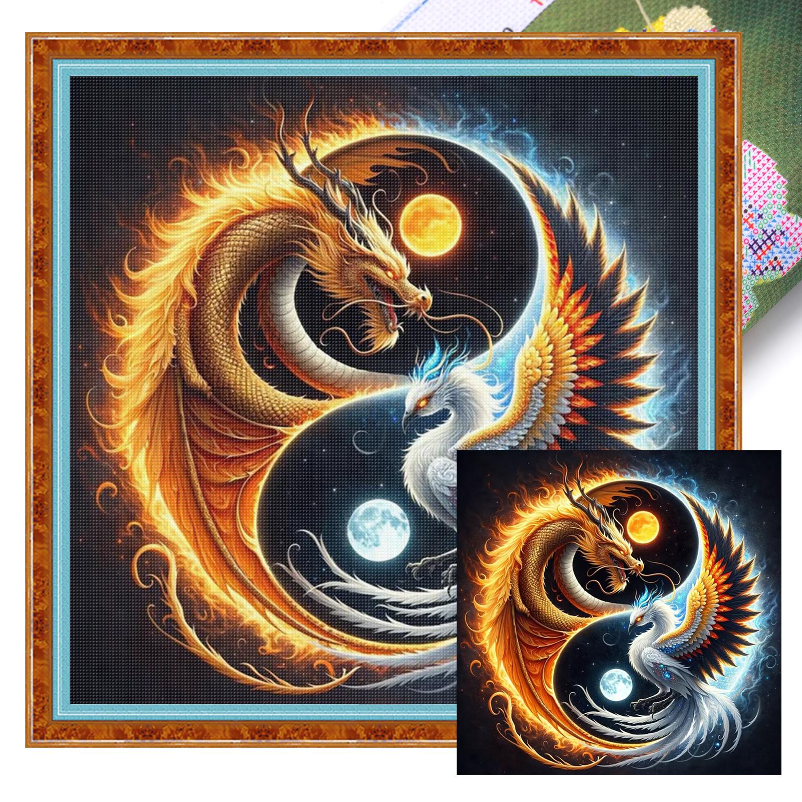

Tai Chi Yin Yang Full 11CT DIY Stamped Cross Stitch Kits 40x40cm Cross Stitch Art and Crafts Kits for Adults Home Decor