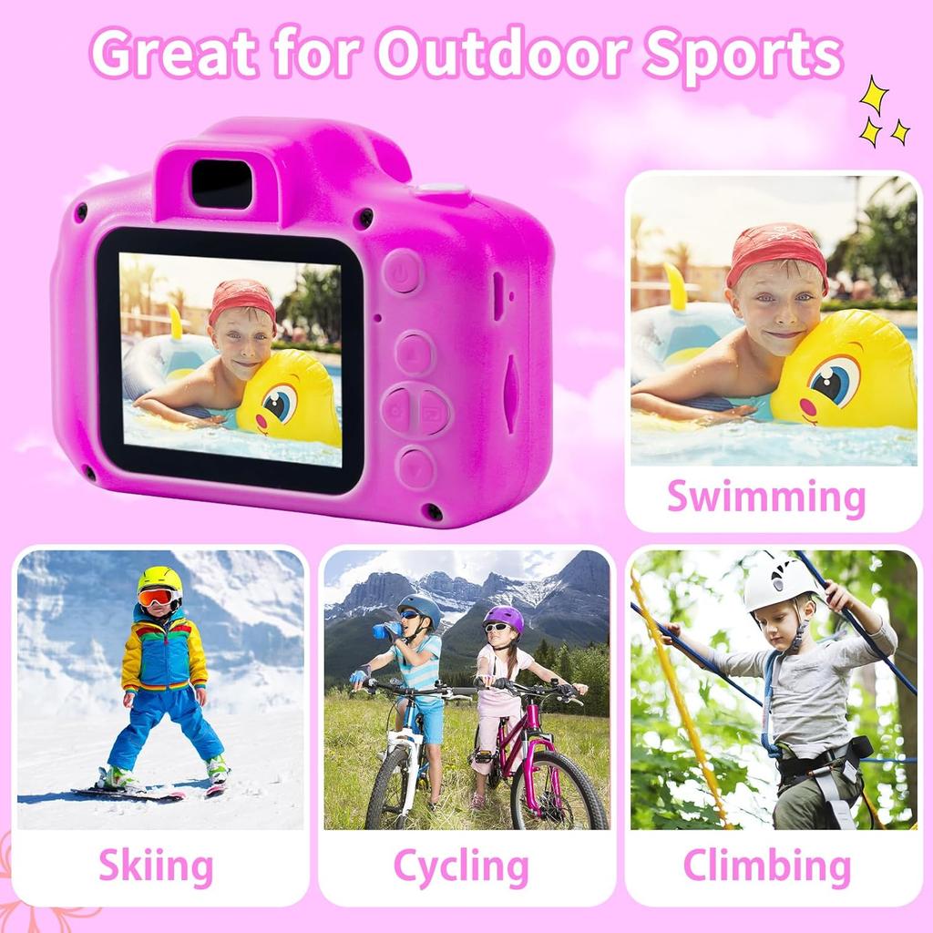 Kids Camera Underwater Waterproof Digital Camera for Kids 2 Inch IPS Screen 1080P HD Kids Video Action Camera for 3 4 5 6 7 8 9 10 Year Old Girls