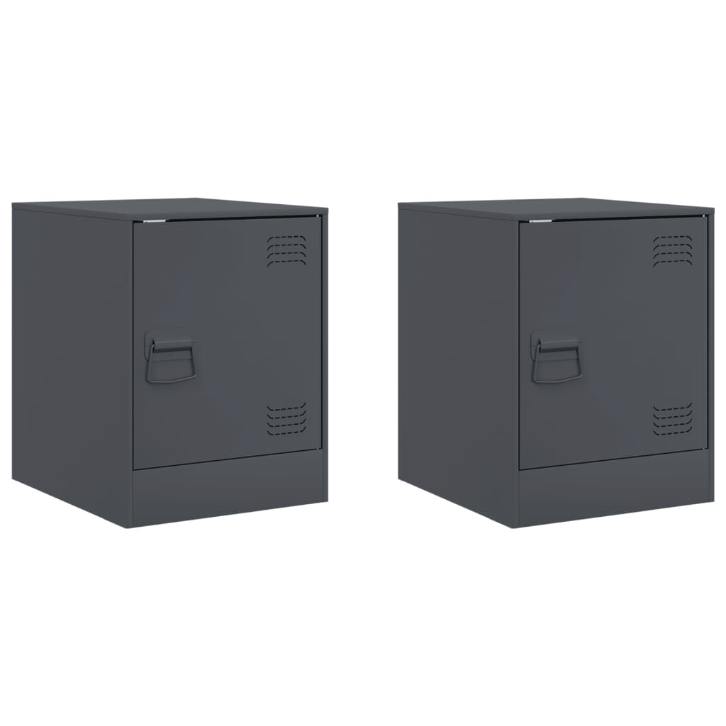 Nightstands 2 Pcs Anthracite 34.5 X 39 X 44 Cm Steel