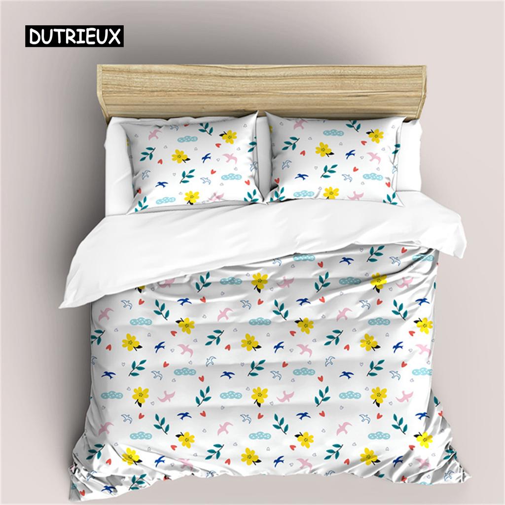 Little Fresh Bettbezug Botanisch Floral Bettdeckenbezug Garten Blume Bettwäsche Set für Kinder Mädchen Teenager Geschenk Schlafzimmer Dekorieren