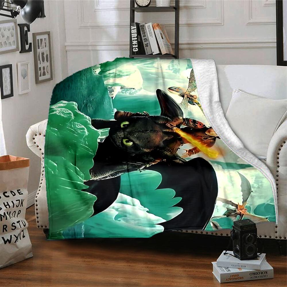 1Pc Dragon Adventure Flannel Blanket, Soft And Comfortable, Casual Warm, Camping Travel, Christmas, Halloween Xmas Gift Es124
